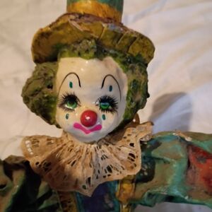 Colorful Clown Figurine - Green, Yellow, Red
